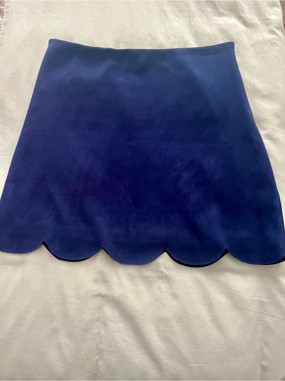 Aqua Faux Suede Navy Scalloped Mini Skirt, Size Large - Picture 3 of 13
